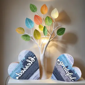 2 Pcs Rustic Wooden Heart Decor - Freestanding Farmhouse Table Centerpiece, Symmetrical Valentine’s Day Bedroom Sign, Romantic Gift for Her, Home Hanging Decor, wooden(2pcs)