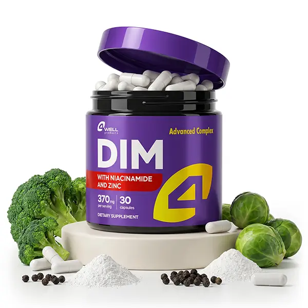 4Well DIM Complex 370mg — Clear Skin & Hormone Balance Support | DIM + Zinc + Niacinamide + BioPerine | Estrogen, Mood, Energy & Sleep