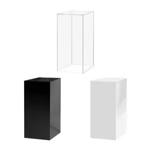 Acrylic Display Riser Box 12" x 12" x 32" Tall Pedestal No Lid Art Stand Plexiglass One Piece Display Flower Tower Decor Riser 5 Sided Wedding Decorations Receptions by 321 Plastics