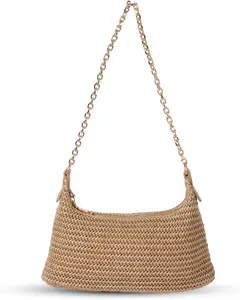 Handwoven Straw Beach Bag for Women - Lightweight Summer Tote  Purse for Vacation & Travel