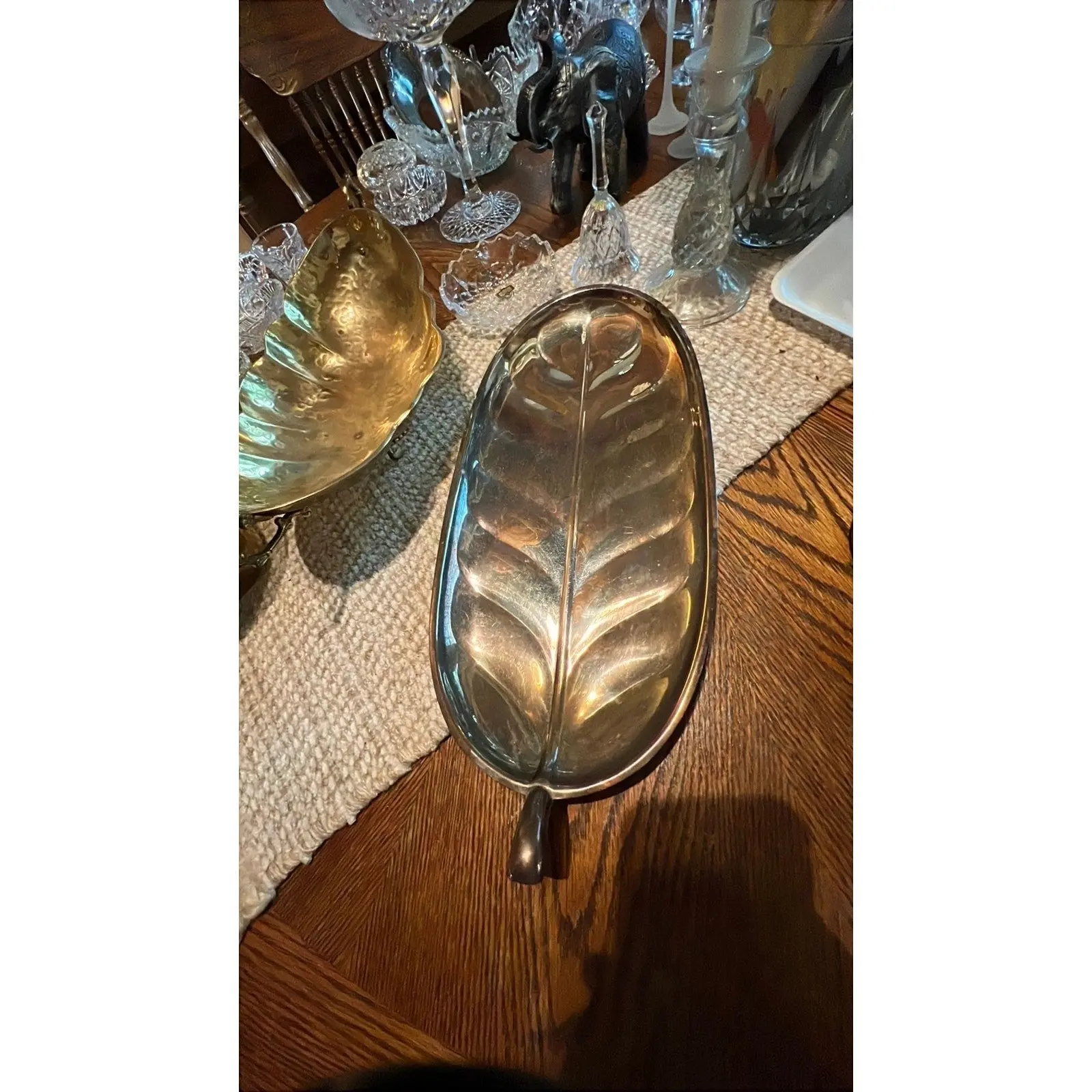 Vintage Banana Leaf Dish, 11", International Silver 8194 Tray