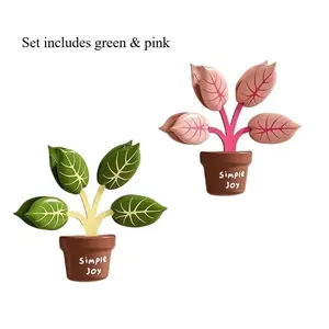 Flower Pot Shape Magnetic Sealing Clip Set, 8Pcs Household Food Bag Sealer, Creative Fridge Magnet Fresh-Keeping Clips