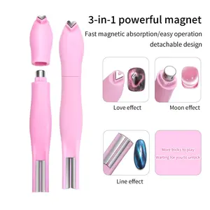 3 in 1 Cat Eye Magnet Nail Pen, Multifunctional Nail Art Magnet Pen, Nail Art Tool for Women & Girls, Manicure & Pedicure Tool
