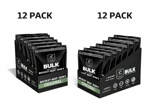 Original Brisket Beef Jerky (12-pack)- All Natural Grass Fed Corn Finished Gluten Free Nitrate Free NO MSG Made in USA