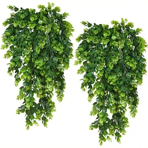 8 Pack Artificial Hanging Plants Faux Eucalyptus Leaf Greenery Fake Plant for Wall House Room Patio Indoor Outdoor Home Shelf Office Decor Plastic Fake Greenery