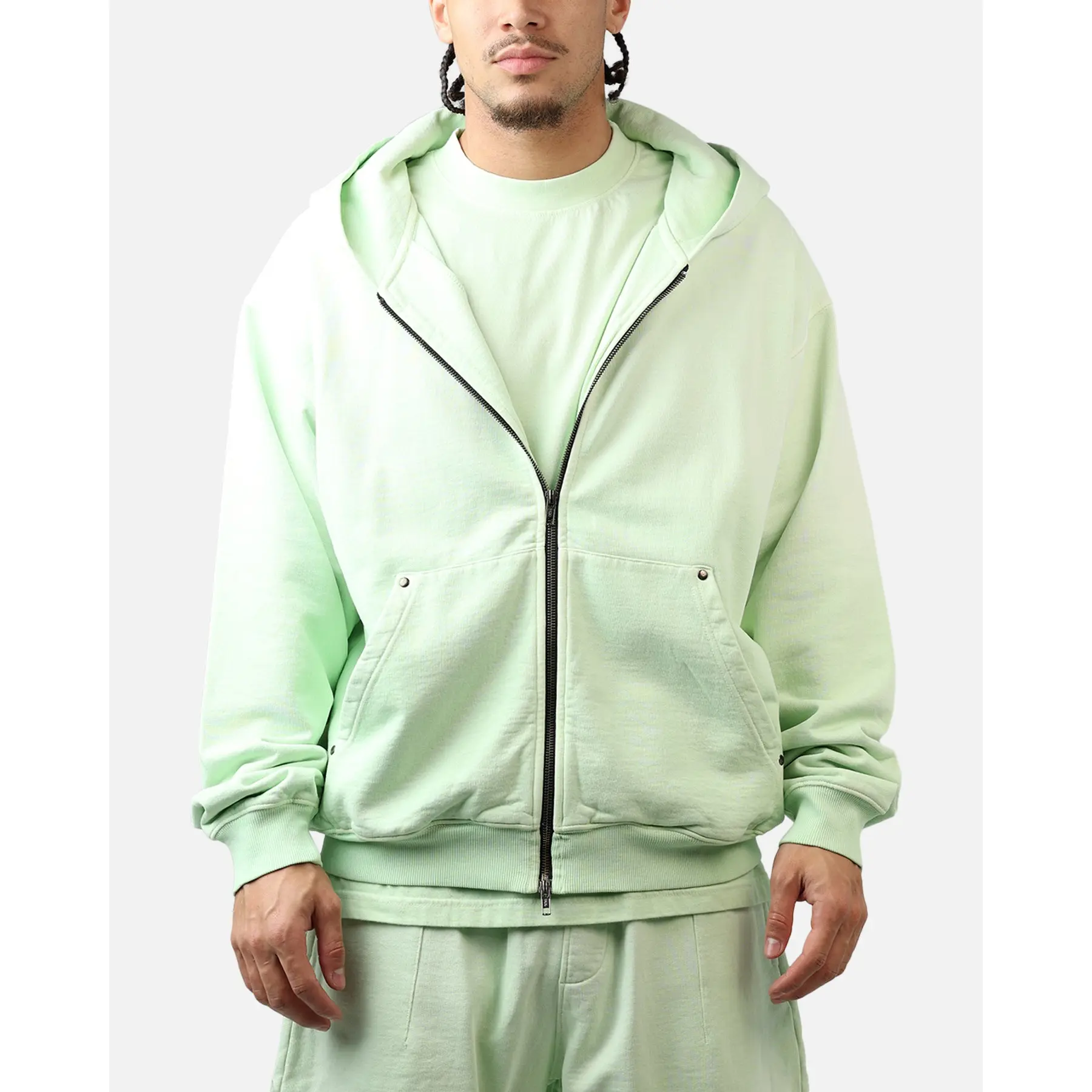 American Thrift Zip Hoodie Washed Lime