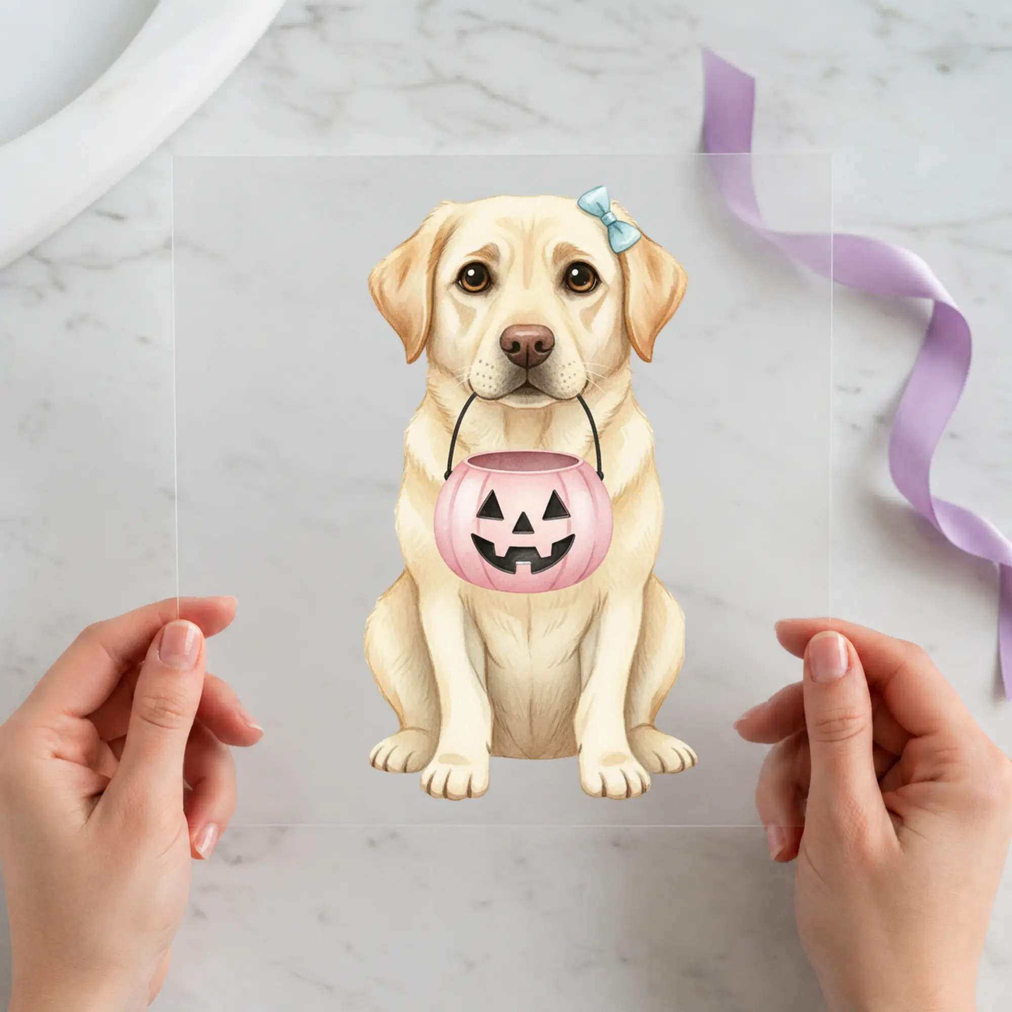 Yellow Lab Halloween Dog 12x12 Ready-to-Press DTF Transfer