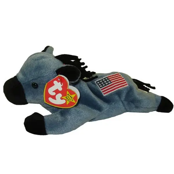 TY Beanie Baby - LEFTY the Donkey (Original Release - 4th Gen hang tag) (8 inch) (1996) MWMTs