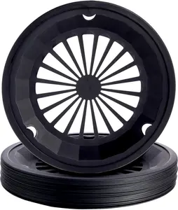 Set of 20 Reusable Plastic Paper Plate Holders, Snap-In Grooves for 9-Inch Plates, Picnic, Party, BBQ (Black, 10 In)