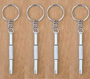 4 Pcs New 3 in 1 Mini Glasses Sunglasses Eyeglasses Screwdriver Tool For Cell Phone Watch.. Repair Kits With Key Chain Holder
