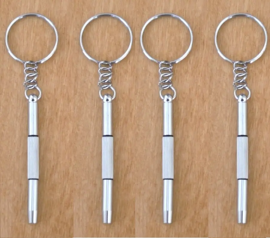 4 Pcs New 3 in 1 Mini Glasses Sunglasses Eyeglasses Screwdriver Tool For Cell Phone Watch.. Repair Kits With Key Chain Holder