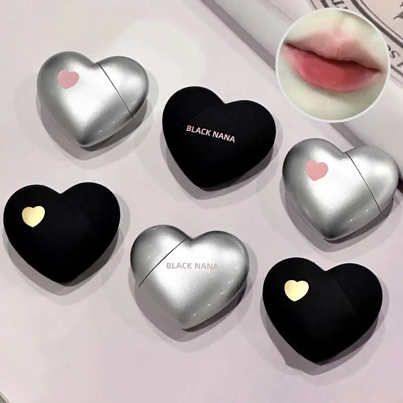 Cute Mini Heart-Shaped Velvet Lip Mud Long-Lasting Waterproof Matte Lipstick Soft Blur Mist Nude Lip Gloss Highly Pigmented All-Match Lip Tint for Girls Trendy Cosmetic Makeup Practical Beauty Product