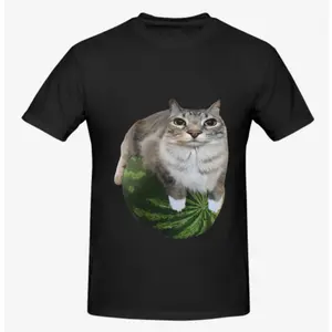 Funny Watermelon Cat T-Shirt – Men's Oversized Vintage Graphic Tee, Soft Cotton Streetwear Short Sleeve Top, Cute Summer Outfit, Animal Lover Gift, Casual Trendy Shirt for Him, Unisex Fun Graphic Tee