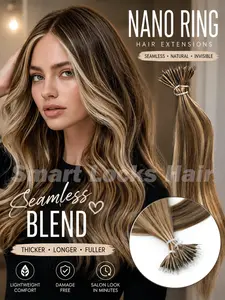Seamless Nano Ring Human Hair Extensions – Invisible Natural Balayage Blend