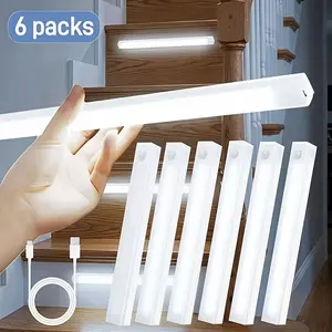6 Pack Motion Sensor & Light Sensor LED Lights Indoor Magnetic Wireless Closet Lights Battery Powered 3 Modes Under Cabinet Lighting for Stairs Kitchen Bedroom 11.8in Cool White summerwins