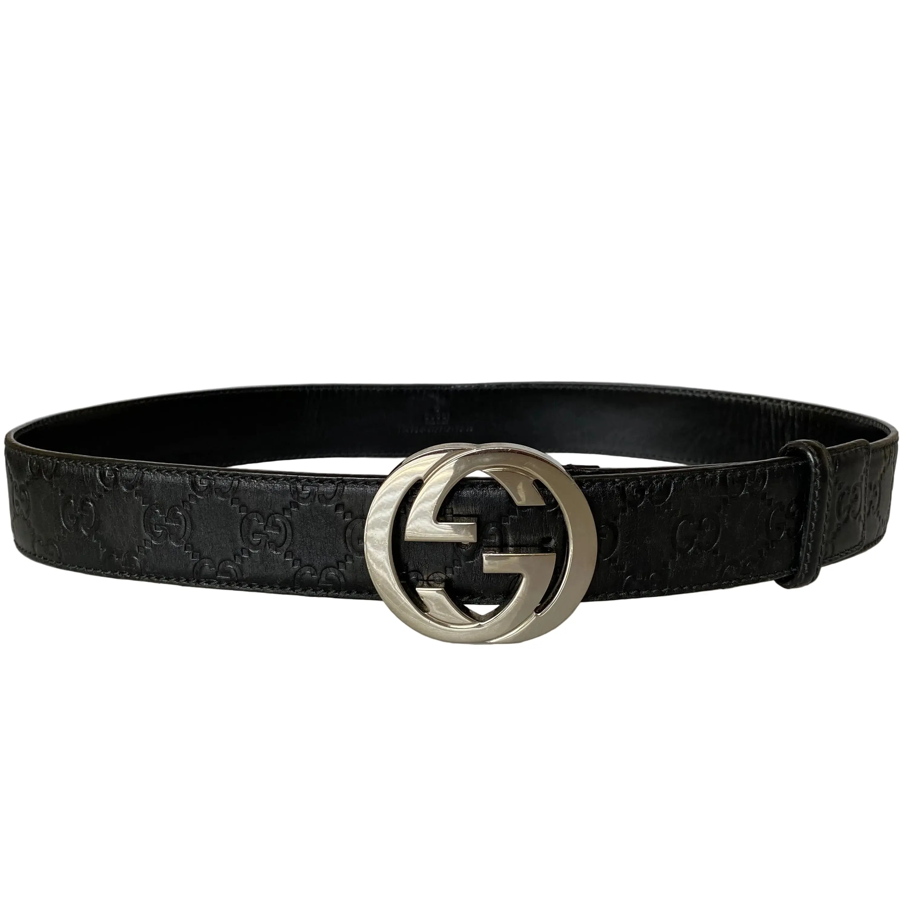Pre-owned Gucci unisex signature guccissima black leather belt Authentic with COA size 90 cm 36 inch length