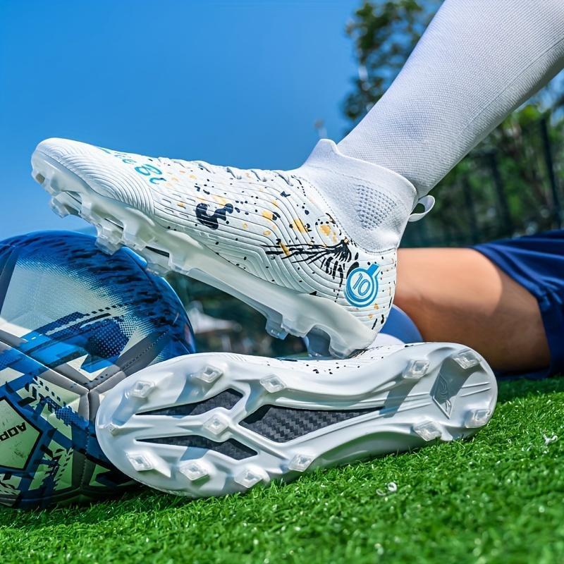 Youth Soccer Cleats High-Top Long Studs Training & Match Sports Shoes, Non-Slip, Abrasion-Resistant PU Upper, Fabric Inner, TPU Sole, Lace-Up Closure, with Camouflage Pattern for Boys, Suitable for Ages 14+, All-Season