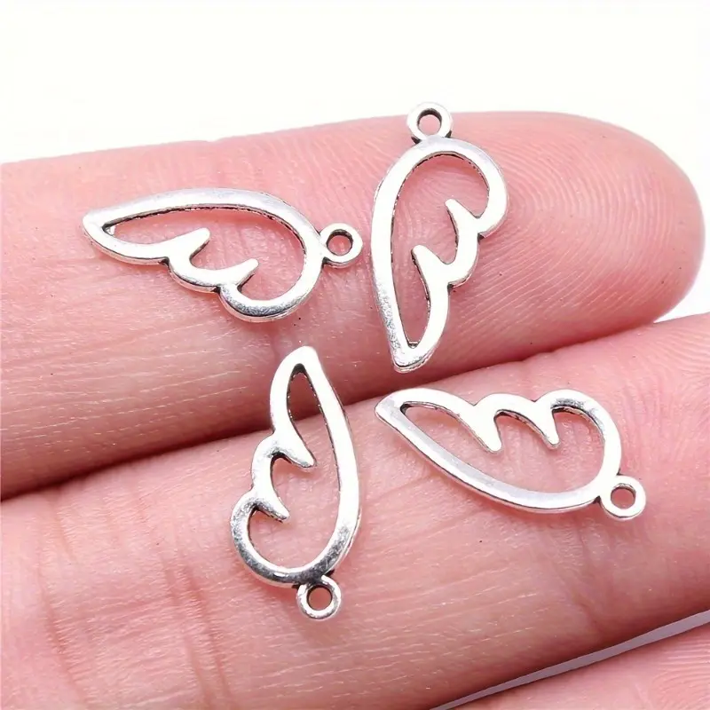 20pcs Antique Silvery Angel Wings Charm Pendant DIY Earrings Necklace Bracelet Handmade Craft Jewelry Accessories