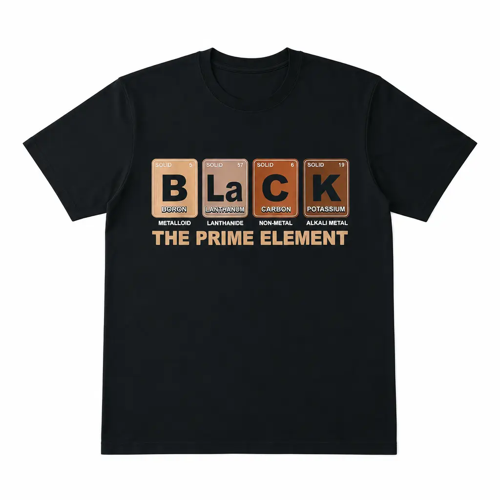 Black Element Periodic Table T-Shirt,Funny Science Pun Crew Neck Graphic Tee,Chemistry Lover Gift,Premium Soft Cotton Unisex Breathable Short Sleeve Tee