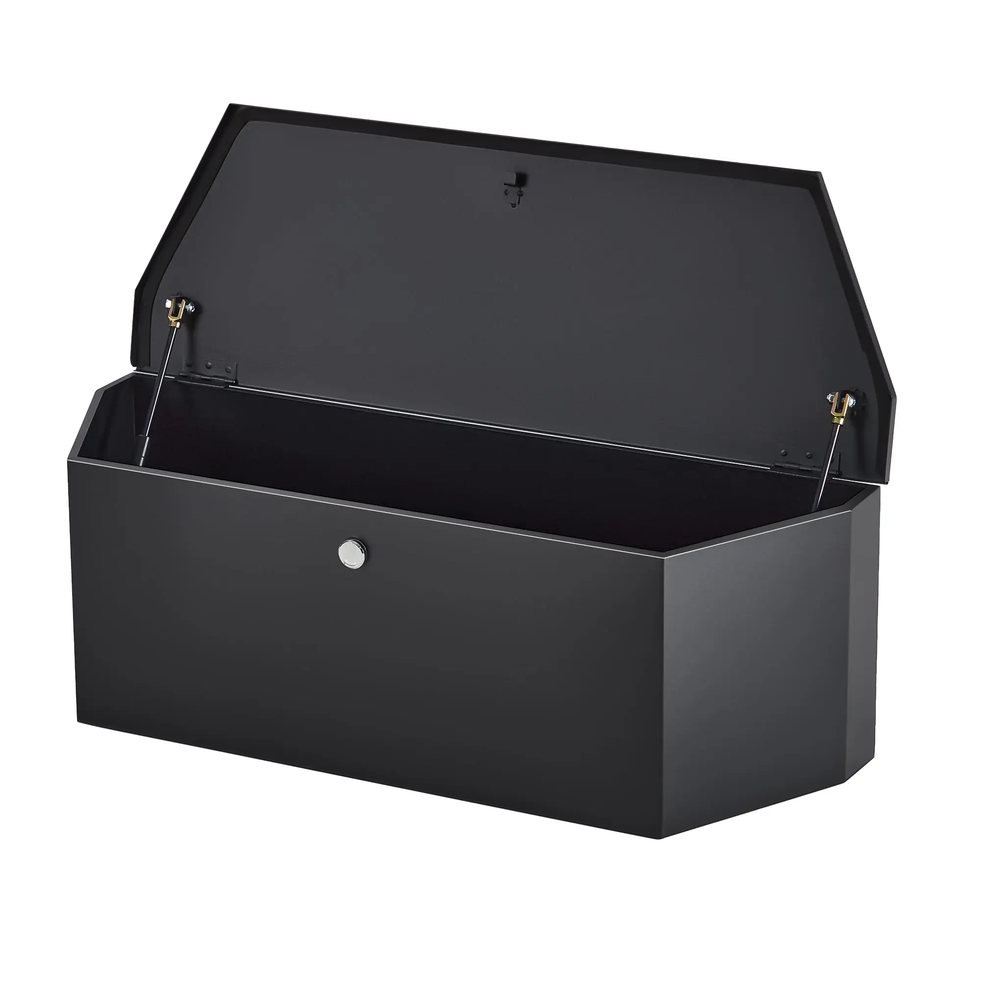 36" Black Steel Trailer Tongue Tool Box, Lockable Underbed RV Storage Organizer with 5-Bar Tread, Heavy-Duty Toolbox for Pickup Truck & Trailer