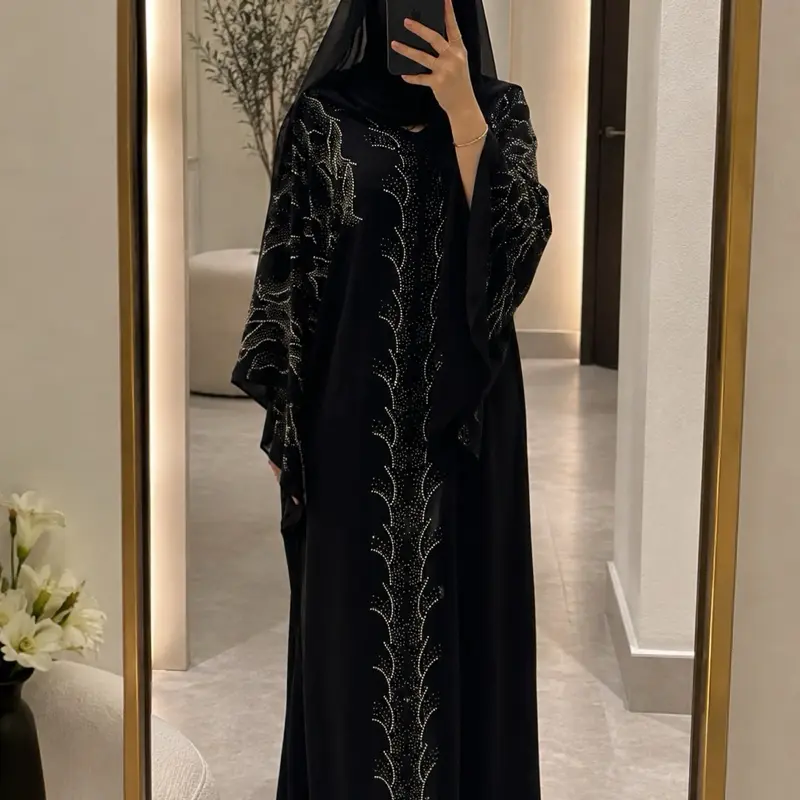 #74 Dubai luxury butterfly abaya with belt inside and matching hijab