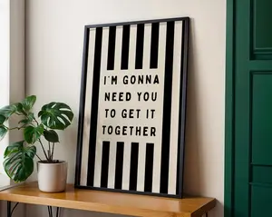 Get It Together Funny Office Decor Wall Art, Striped Motivational, Sarcastic Wall Art