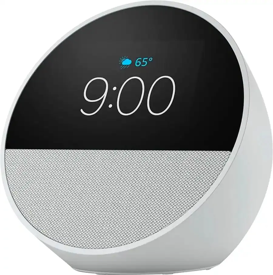 Amazon Echo Spot, Smart Alarm Clock with Vibrant Sound and Alexa (2024 Release) - Glacier White