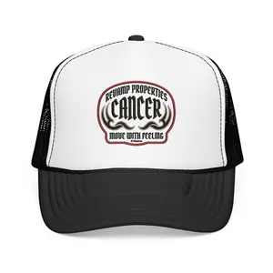 Cancer Zodiac Trucker Hat — Vintage Embroidered Skull & Crab Design