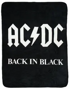 AC/DC Blanket Back In Black Super Soft And Cuddly Fleece Plush Throw Blanket