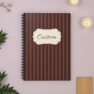 Custom Nameplate Striped Vintage Label Notebook | Aesthetic Personalized Gift Notebook
