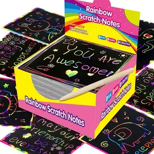 Rainbow Scratch Art Note Set, Vibrant Pattern, Imaginative Oil Paper Board, Ideal for DIY Activities, Holiday Crafts, Celebrations