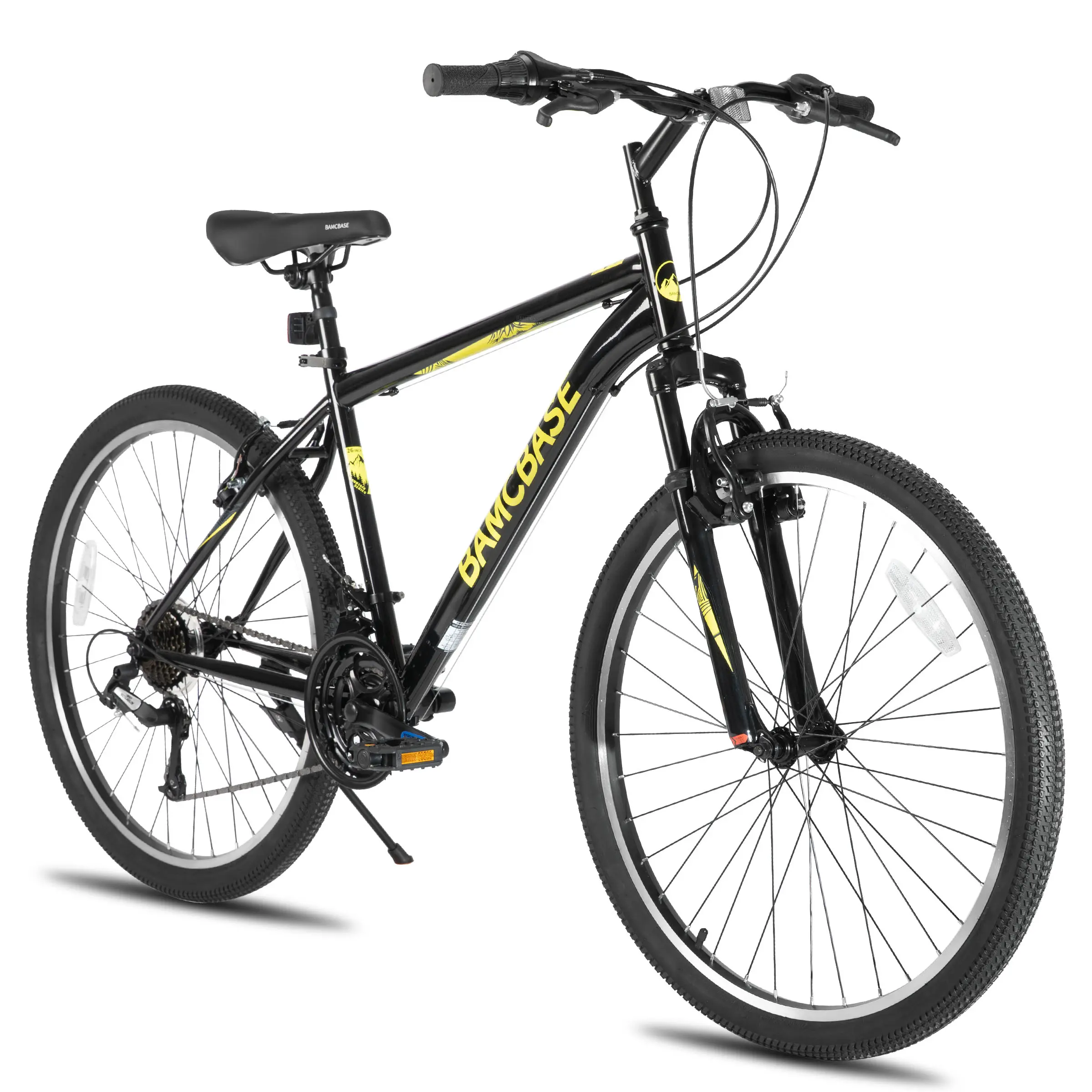 HILAND 26 27.5 29 Inch Mountain Bike, Mens and Womens MTB with 21 Speeds, High-Tensile Steel Frame, V Brake, Hardtail Bicycle for Adults