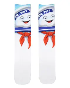 Ghostbusters Men's Novelty The Stay-Puft Marshmallow Man Character Sublimated Photoreal Crew Socks Shoe Size 6-12