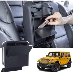 Center Console Hidden Organizer Box Compatible with Jeep Wrangler JL/JLU 4XE and Jeep Gladiator JT 2018-2023 2024 2025 Accessories Armrest Secret Compartment One-Touch Hidden Storage(Patent Design)