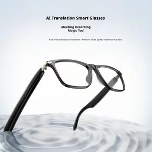 AI Translation Smart Glasses Real Time Multilingual Translator Bluetooth Wireless Music Call with Meeting Recorder Voice Assistant Multifunction Multifunctional Audio