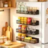 2/4 Pack Magnetic Refrigerator Shelf, Strong Suction Fridge Magnetic Storage Rack, No Drill Kitchen & Workshop Organizer with 8 Free Hooks