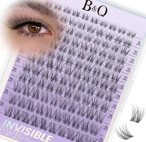 B&Q Flora Lash Clusters Invisible Band False Eyelashes Clusters Natural Cluster Eyelash Extensions Comfortable Individual Lashes Extension DIY Soft Eyelash Clusters （Flora-MIX8-18mm）