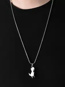 New Trendy Small Dinosaur Pendant Metal Chain Necklace, Hip Hop Long Pendant Necklace, Fashion Jewelry for Men and Women All Seasons Necklace