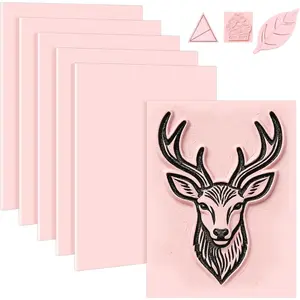 6 Pack 8''x10'' Pink Soft Rubber Stamp Carving Blocks for DIY Stamp Making, Printmaking, Art Projects Craft Supplies for Beginners & Professionals