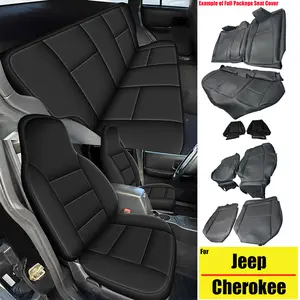 5-Seat Faux Leather Custom Car Replacement Cushions, Full Coverage Front & Rear All-Inclusive Set, Automotive Interior Seat Covers for Jeep Cherokee XJ SE Sport 1999-2006, Black