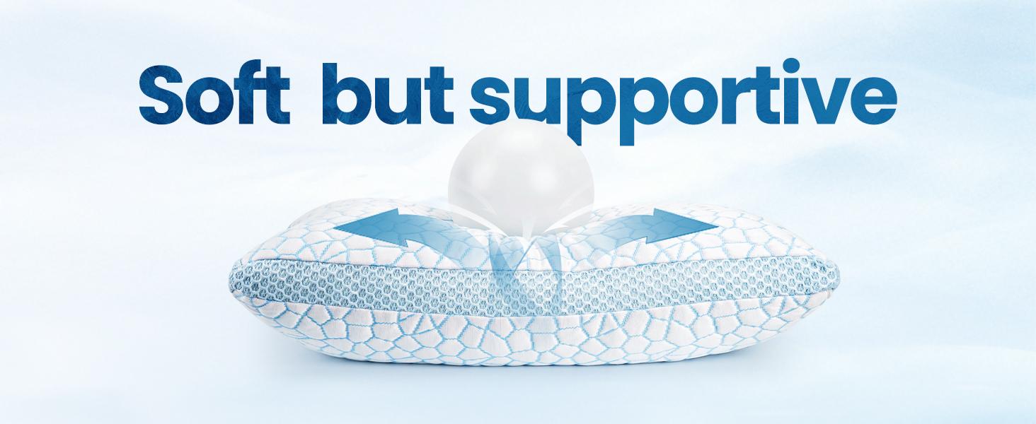 QUTOOL Luxury Cooling Memory Foam Pillows 2 Pack,Bed Pillows Set of 2,Adjustable Gel Pillow for Side Back Sleeper with Removable Cover, Valentine's Day Gifts, Decor Bedroom Accessories