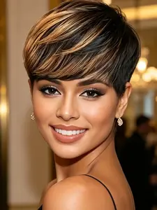 Short Pixie Cut Wig for Women Human Hair 1B30 Pixie Wig for Women Full Machine Made Wigs