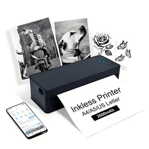 Portable Inkless Thermal Printer, Supports A4 Paper Size, Prints Resumes, Music Sheets, Exam Papers, Compatible with iOS & Laptops, USB PD Charging