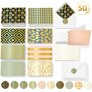 50 Blank Cards and Envelopes Set, 4x6 inch All Occasion Greeting Cards with 10 Elegant Designs & Matching Stickers, Bulk Thank You Cards, Invitations, Note Cards for Wedding, Birthday, Business Gifts outdoorfun