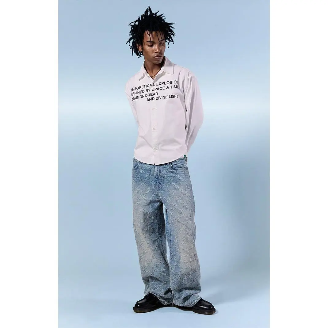 Pacsun Men's Blake Extreme Baggy Jeans Textured Checkerboard Light Blue