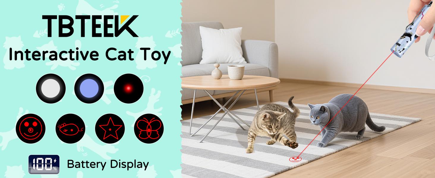 TBTeek Cat Toy, Battery Screen, Cute Fun Creative Body, Rechargeable, 7 Adjustable Patterns, Interactive Kitten Pet Dog Chase Toy for Fun Chase Play Exercise (1pcs)