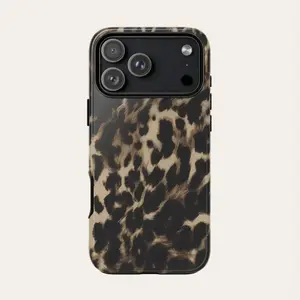 Retro leopard print pattern, durable and shock-absorbing glossy 2-in-1 phone case, suitable for iPhone 17, 16, 15, 14, 13, 12, 11 X, Samsung and other series models, can be given as a holiday gift to friends or home
