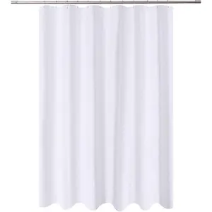 Fabric Shower Curtain Liner Extra Long 72 x 84 Inches with 2 Bottom Magnets, Hotel Quality, Washable, White Spa Bathroom Curtains with Grommets Showercurtain Decoration Thick