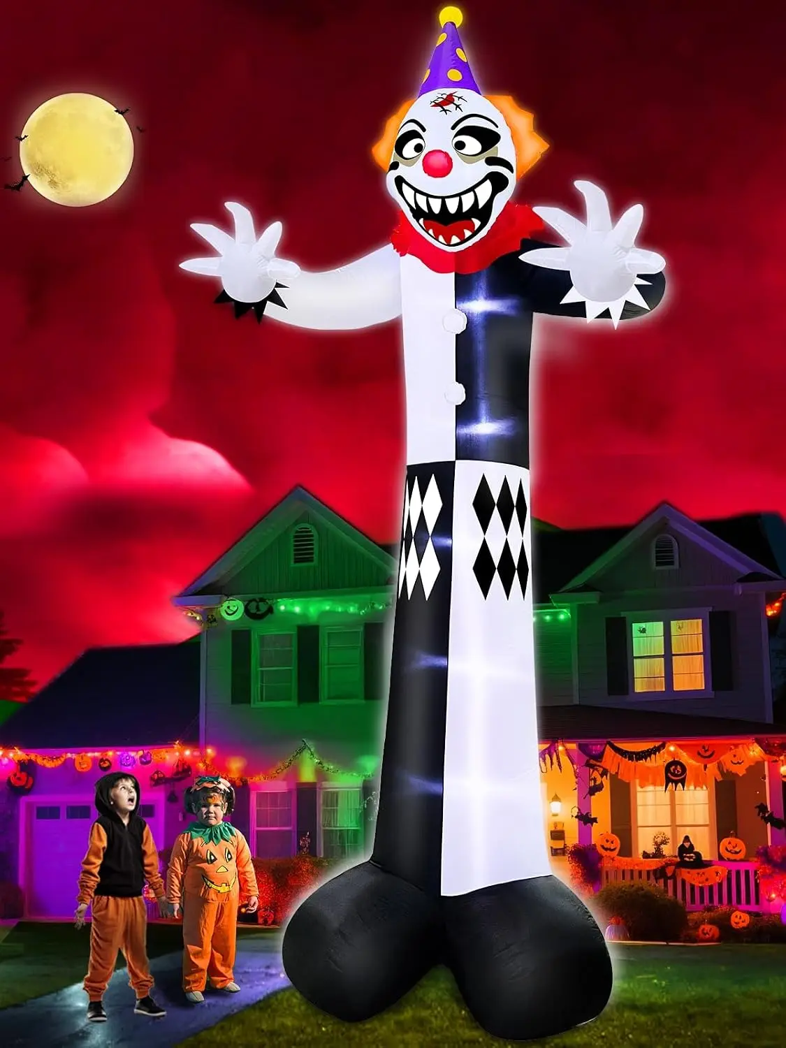 14 Ft Super Tall Halloween Inflatable Clown Decorations Bright Built-in LEDs, Weatherproof for Outdoor, Yard/Garden/Patio, Scary Clown Halloween Party Decor