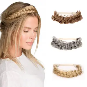 XINRAN Synthetic Hair Braided Headband Classic Wide Strands Wedding Disorderly Fluffy Braids Wig Band Women Beauty Accessory